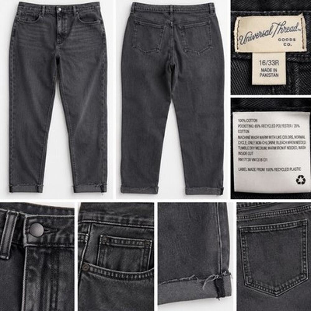 Universal Thread Boyfriend Jeans Black Wash Denim Women’s 16/33R